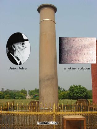 Anton Fuhrer defined Ashokan Pillar in Lumbini as the marker where Buddha was born 200 yrs after Bhuddha's death